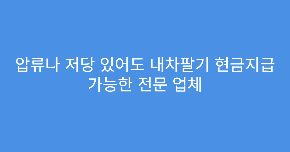 압류나 저당 있어도 내차팔기 현금지급 가능한 전문 업체