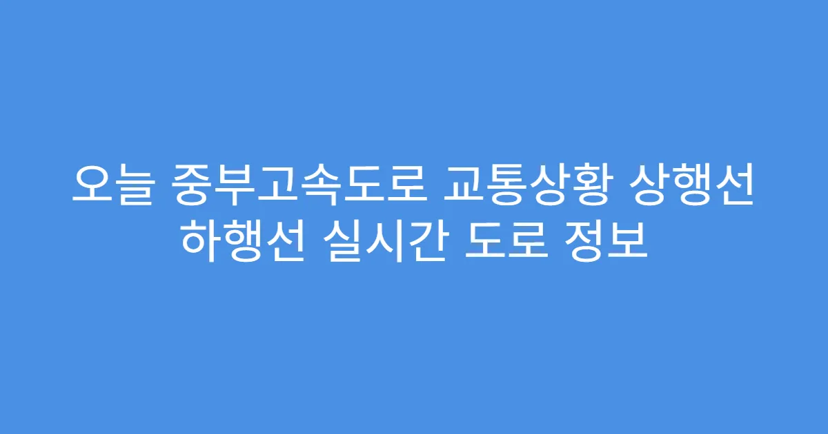 오늘 중부고속도로 교통상황 상행선 하행선 실시간 도로 정보