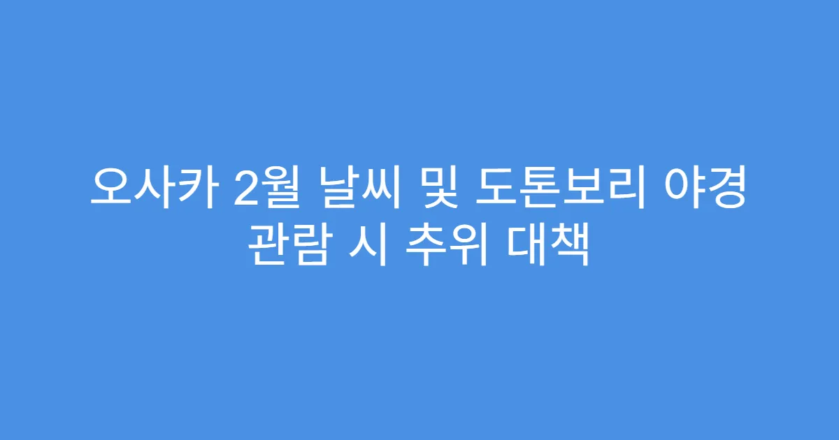 오사카 2월 날씨 및 도톤보리 야경 관람 시 추위 대책