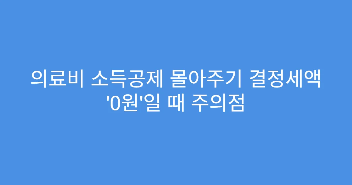 의료비 소득공제 몰아주기 결정세액 ‘0원’일 때 주의점