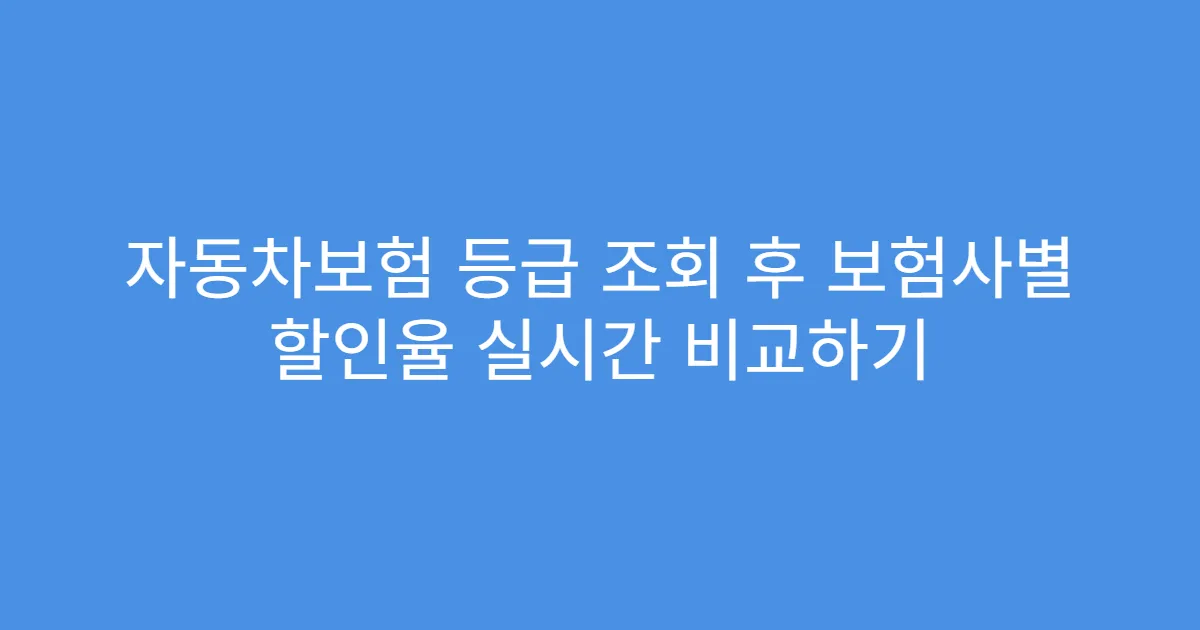 자동차보험 등급 조회 후 보험사별 할인율 실시간 비교하기