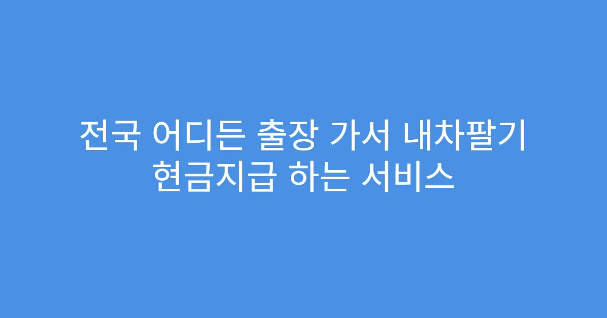 전국 어디든 출장 가서 내차팔기 현금지급 하는 서비스