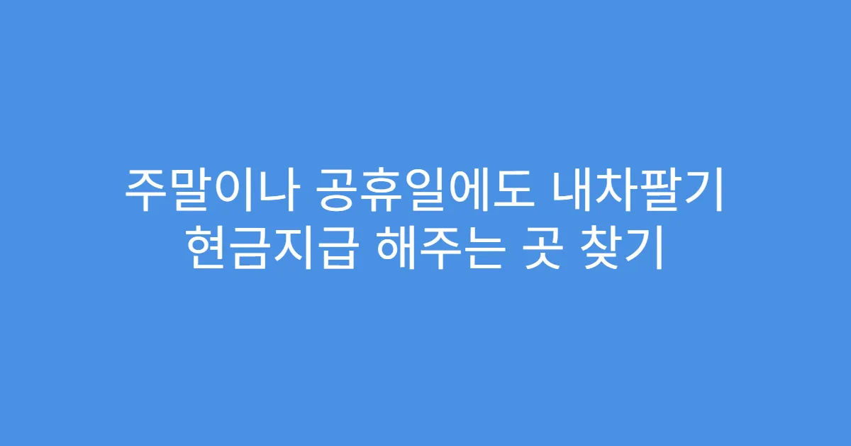 주말이나 공휴일에도 내차팔기 현금지급 해주는 곳 찾기