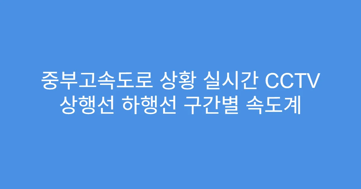 중부고속도로 상황 실시간 CCTV 상행선 하행선 구간별 속도계