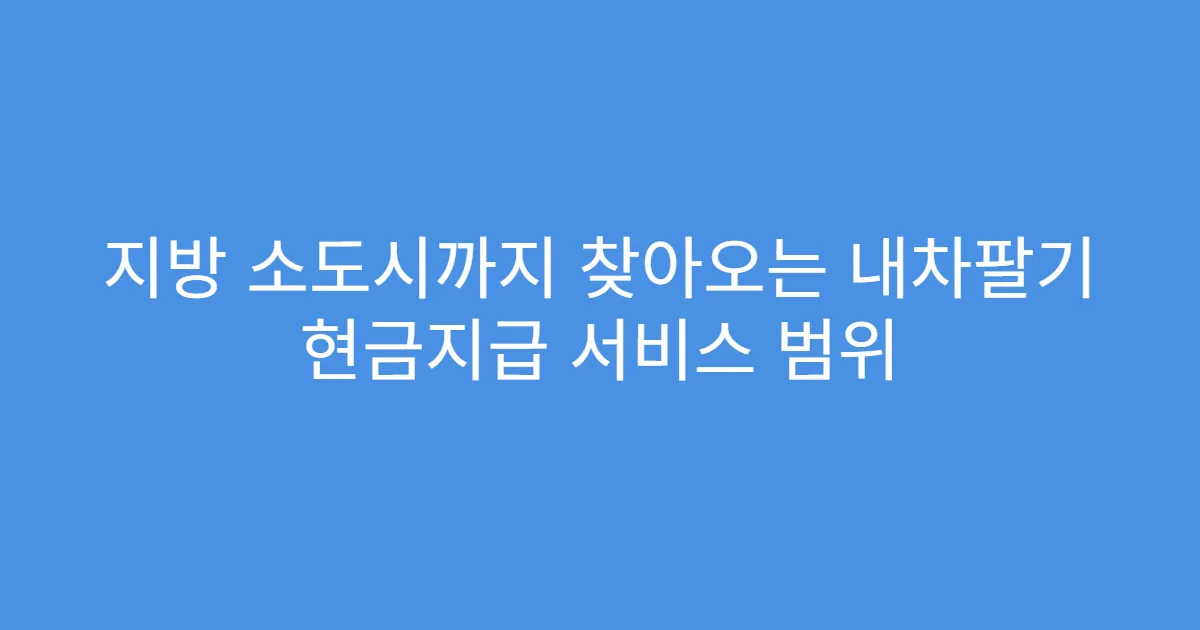 지방 소도시까지 찾아오는 내차팔기 현금지급 서비스 범위
