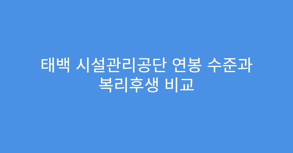 태백 시설관리공단 연봉 수준과 복리후생 비교