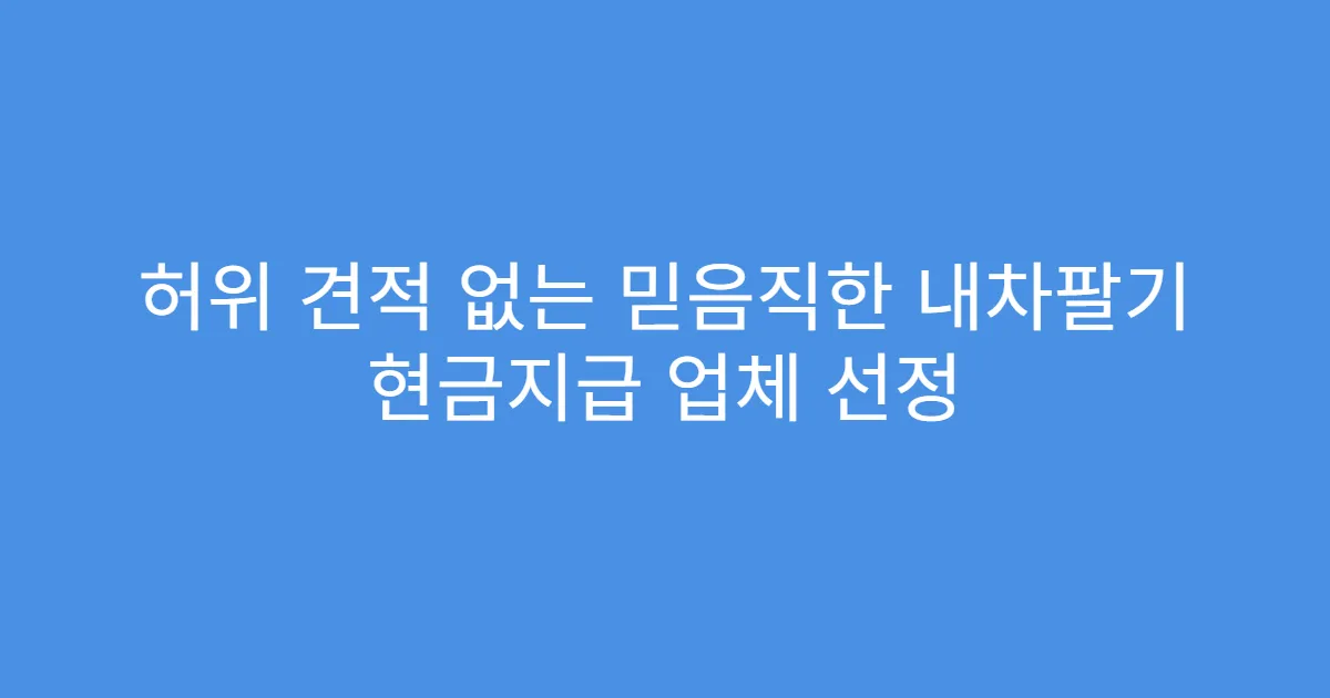 허위 견적 없는 믿음직한 내차팔기 현금지급 업체 선정