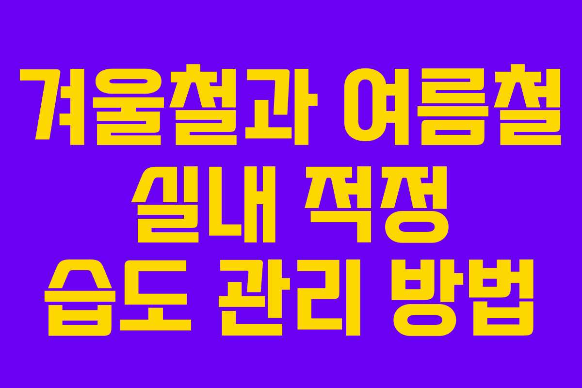 겨울철과 여름철 실내 적정 습도 관리 방법