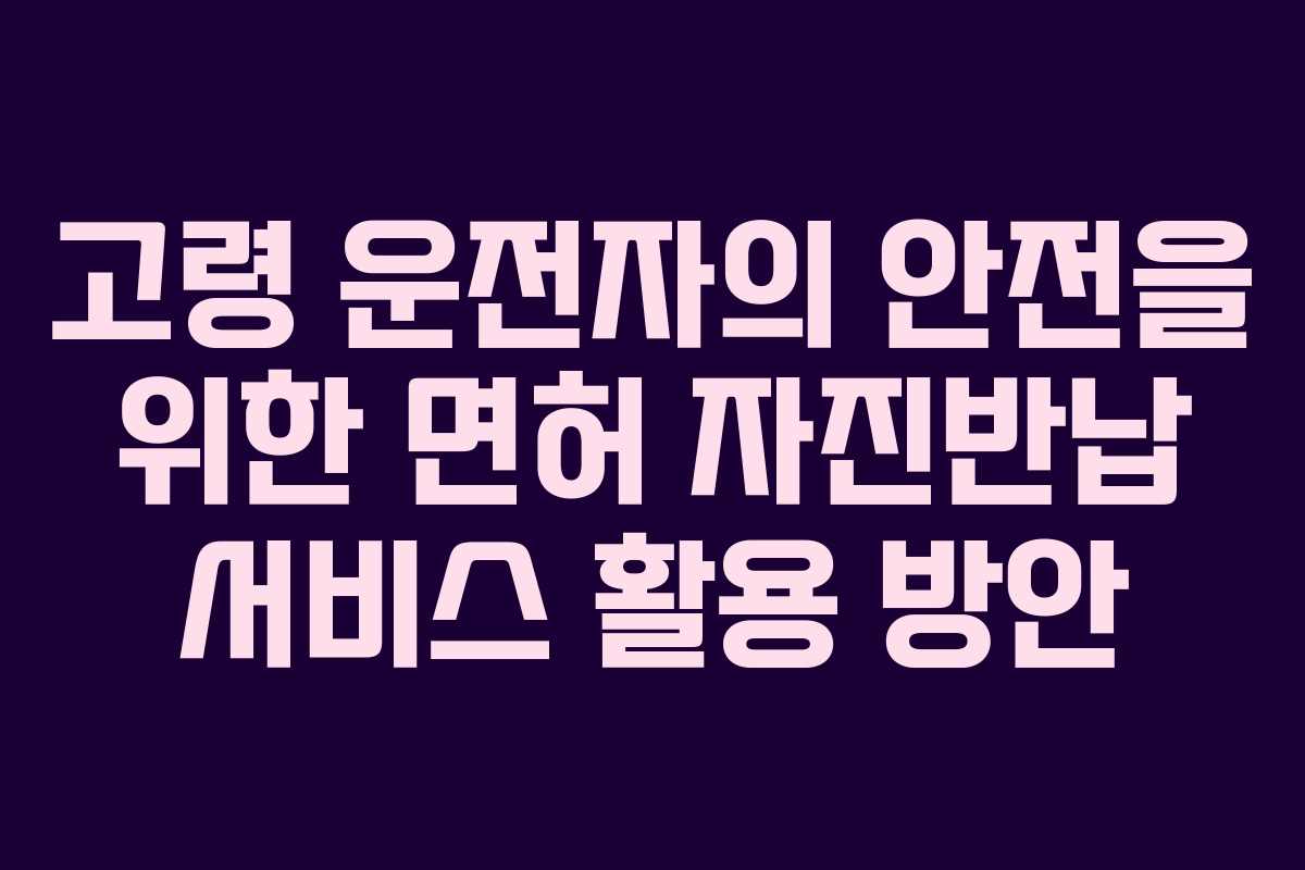 고령 운전자의 안전을 위한 면허 자진반납 서비스 활용 방안