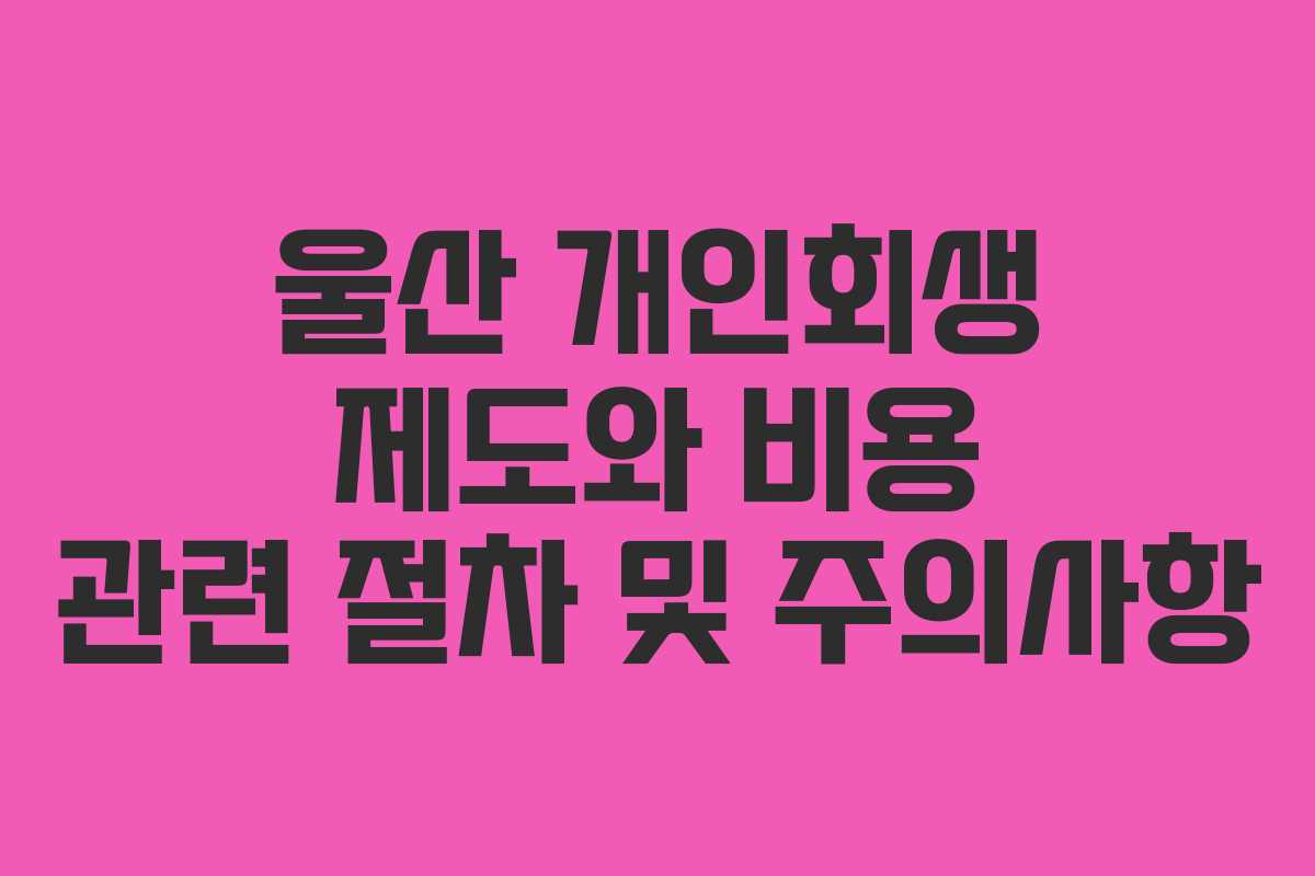 울산 개인회생 제도와 비용 관련 절차 및 주의사항