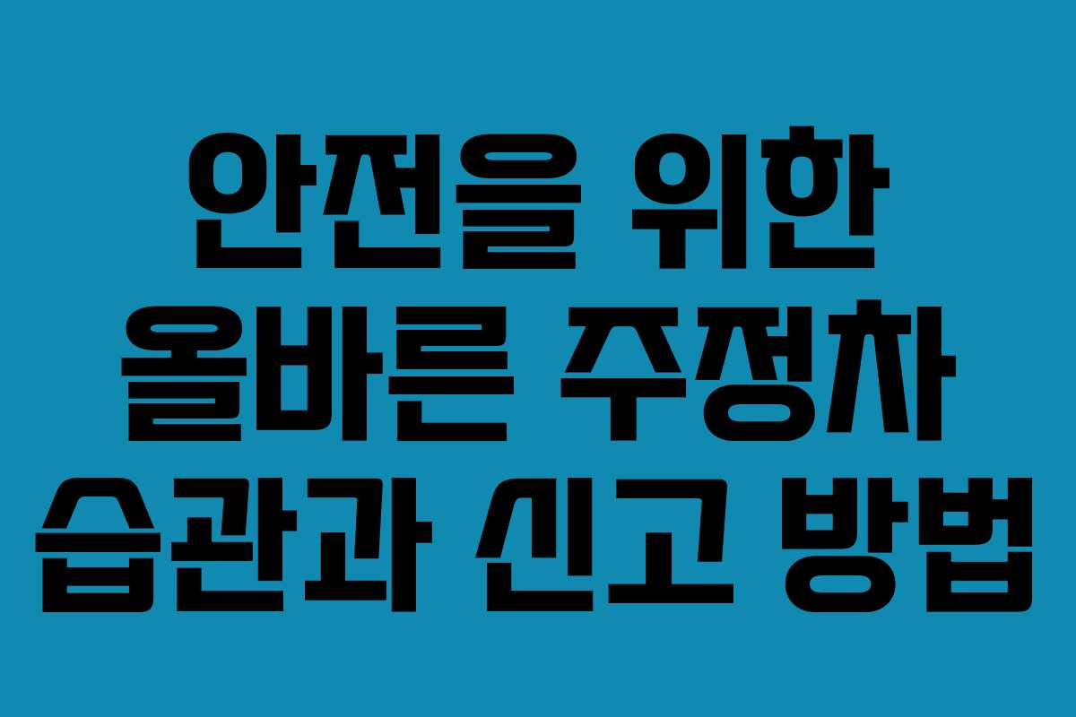 안전을 위한 올바른 주정차 습관과 신고 방법