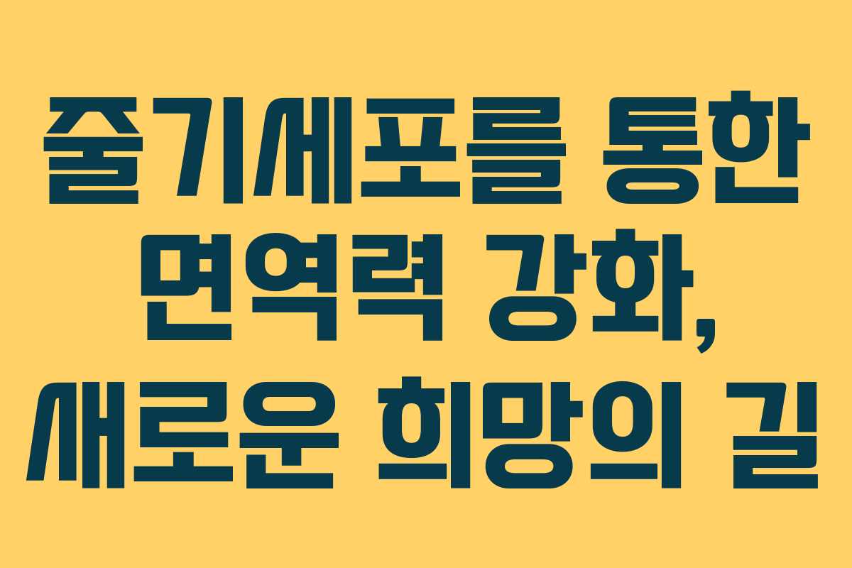 줄기세포를 통한 면역력 강화, 새로운 희망의 길
