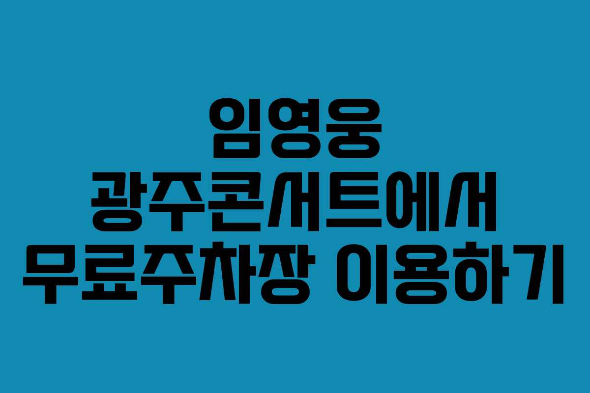 임영웅 광주콘서트에서 무료주차장 이용하기