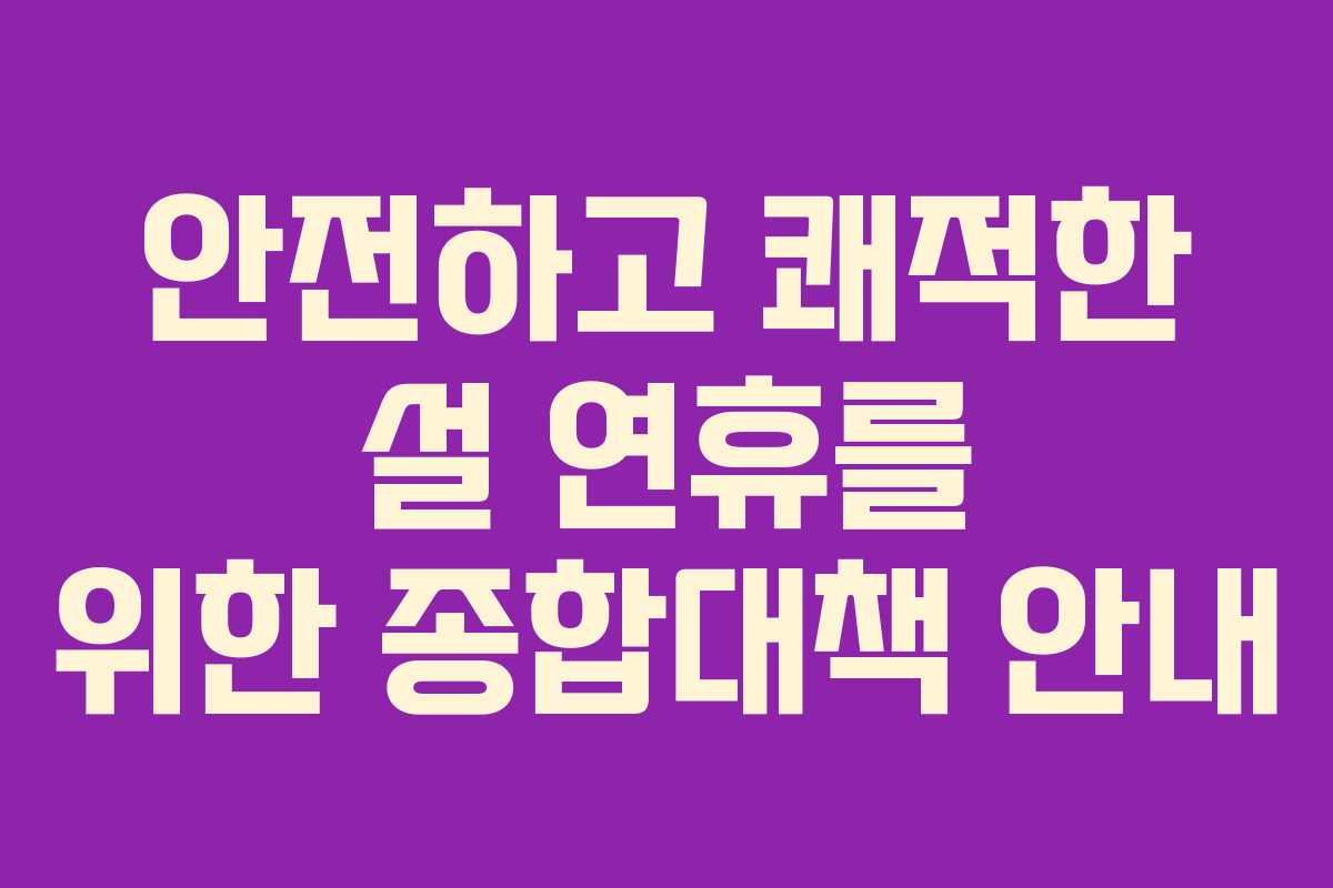 안전하고 쾌적한 설 연휴를 위한 종합대책 안내