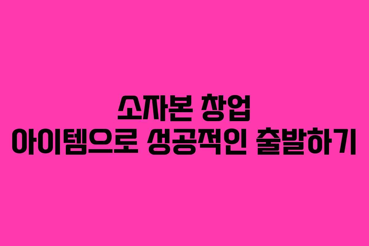 소자본 창업 아이템으로 성공적인 출발하기
