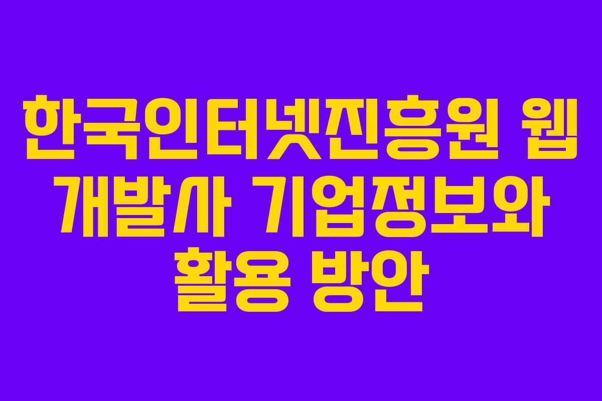 한국인터넷진흥원 웹 개발사 기업정보와 활용 방안