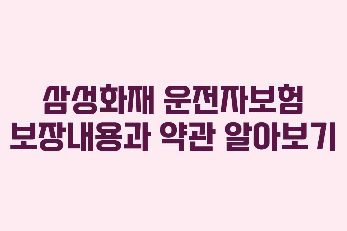 삼성화재 운전자보험 보장내용과 약관 알아보기