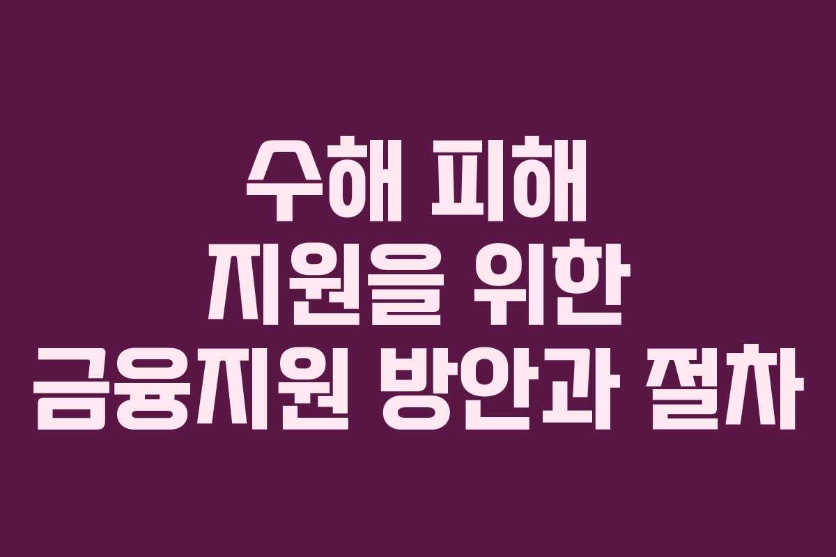 수해 피해 지원을 위한 금융지원 방안과 절차