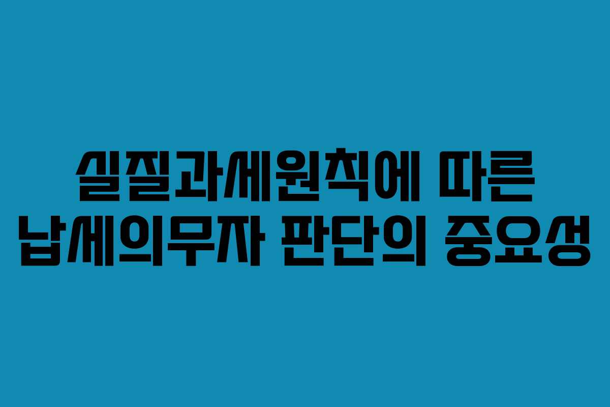 실질과세원칙에 따른 납세의무자 판단의 중요성