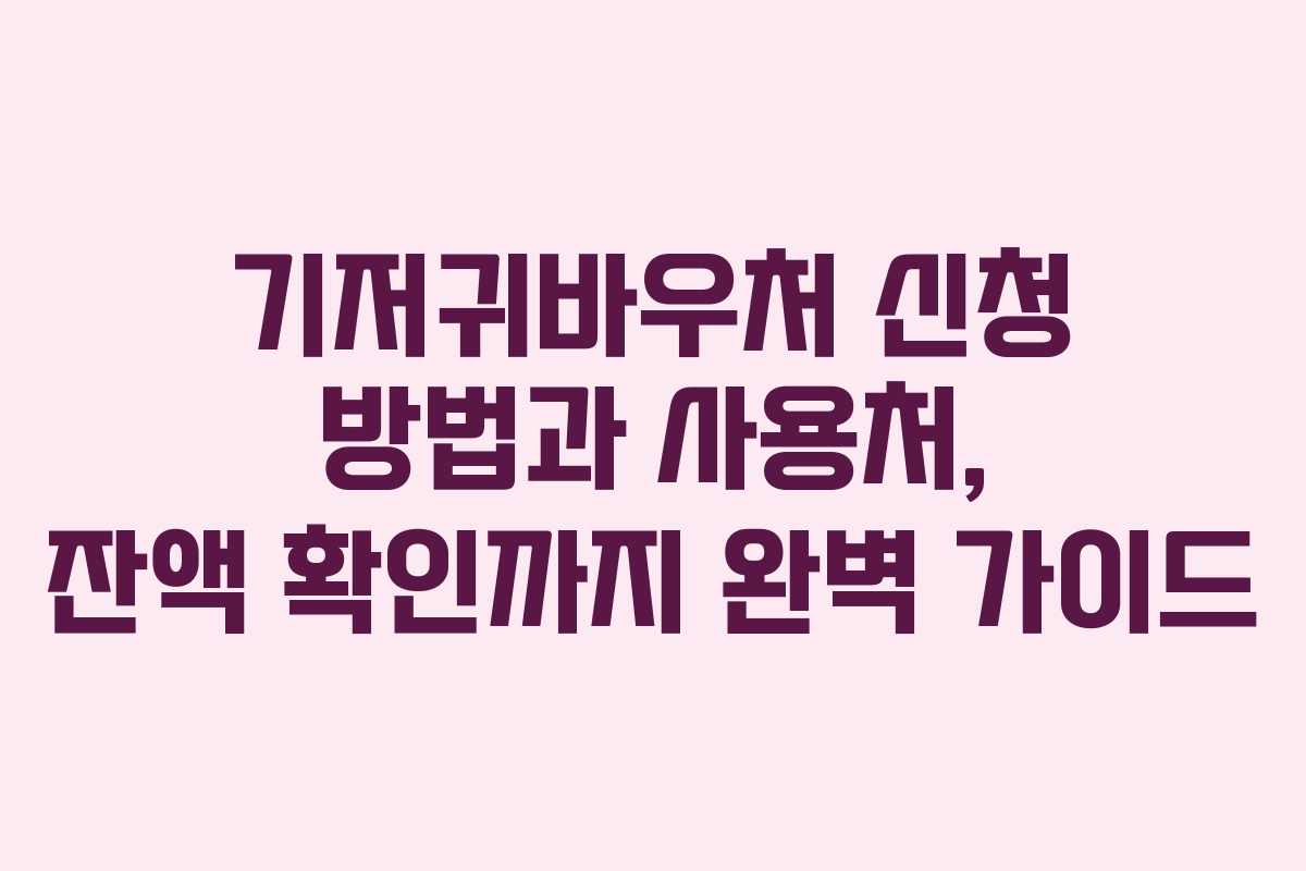 기저귀바우처 신청 방법과 사용처, 잔액 확인까지 완벽 가이드
