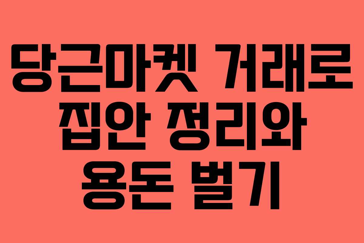 당근마켓 거래로 집안 정리와 용돈 벌기