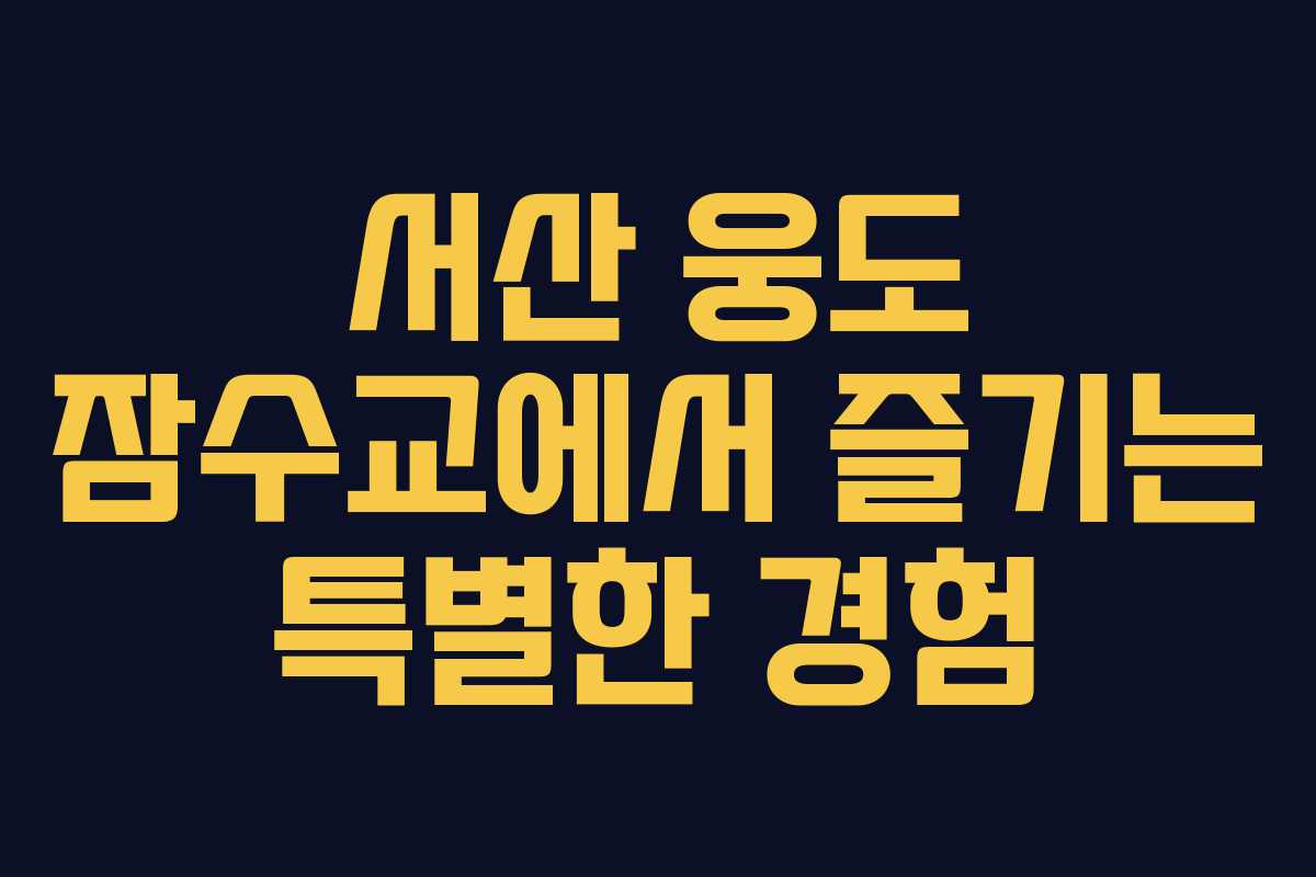 서산 웅도 잠수교에서 즐기는 특별한 경험