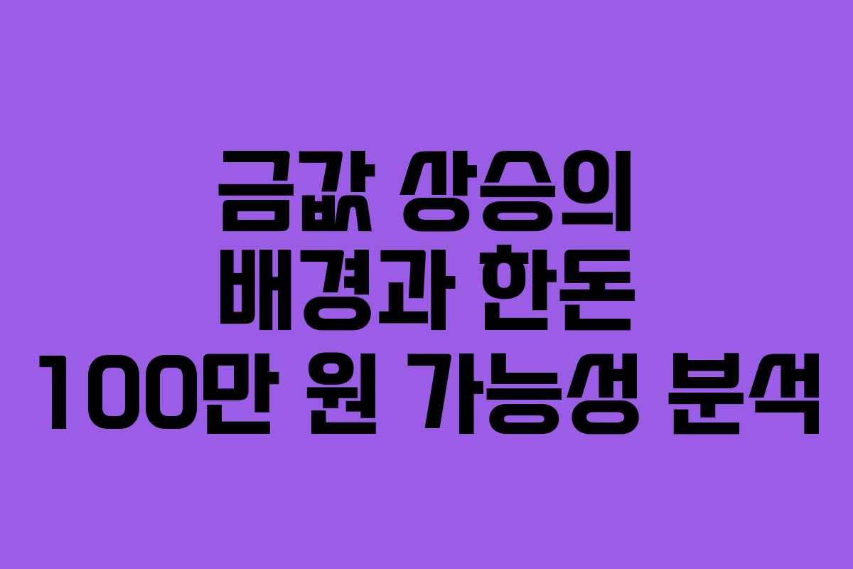 금값 상승의 배경과 한돈 100만 원 가능성 분석