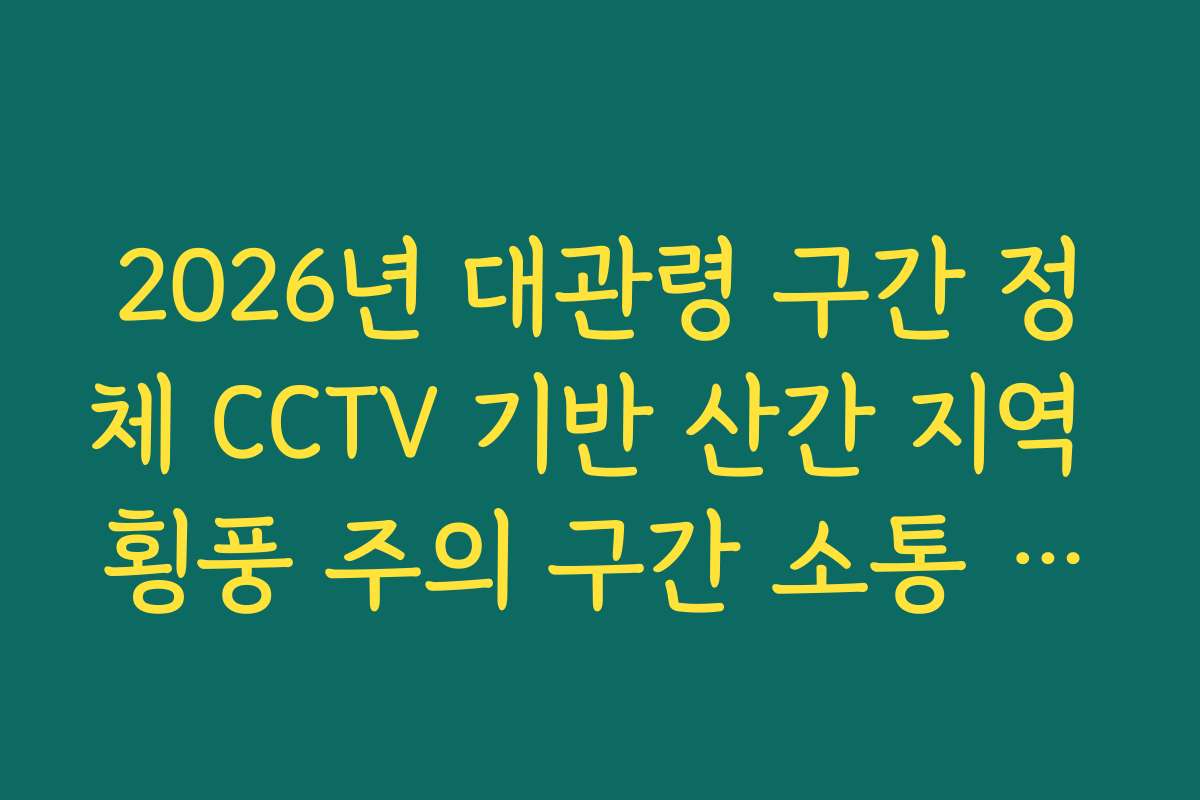 2026년 대관령 구간 정체 CCTV 기반 산간 지역 횡풍 주의 구간 소통 가이드
