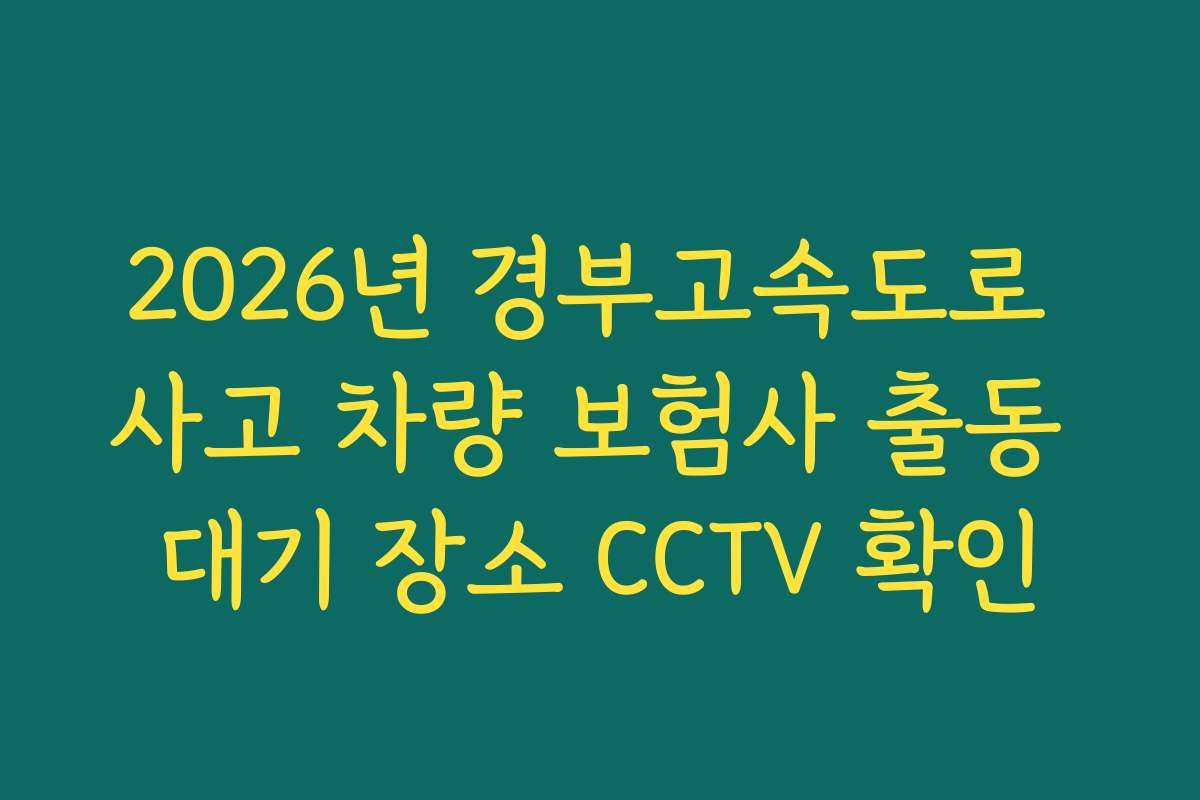 2026년 경부고속도로 사고 차량 보험사 출동 대기 장소 CCTV 확인