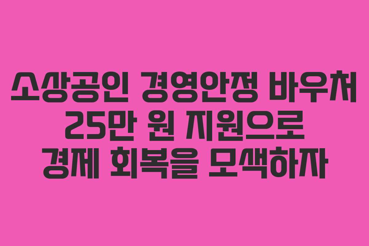 소상공인 경영안정 바우처 25만 원 지원으로 경제 회복을 모색하자