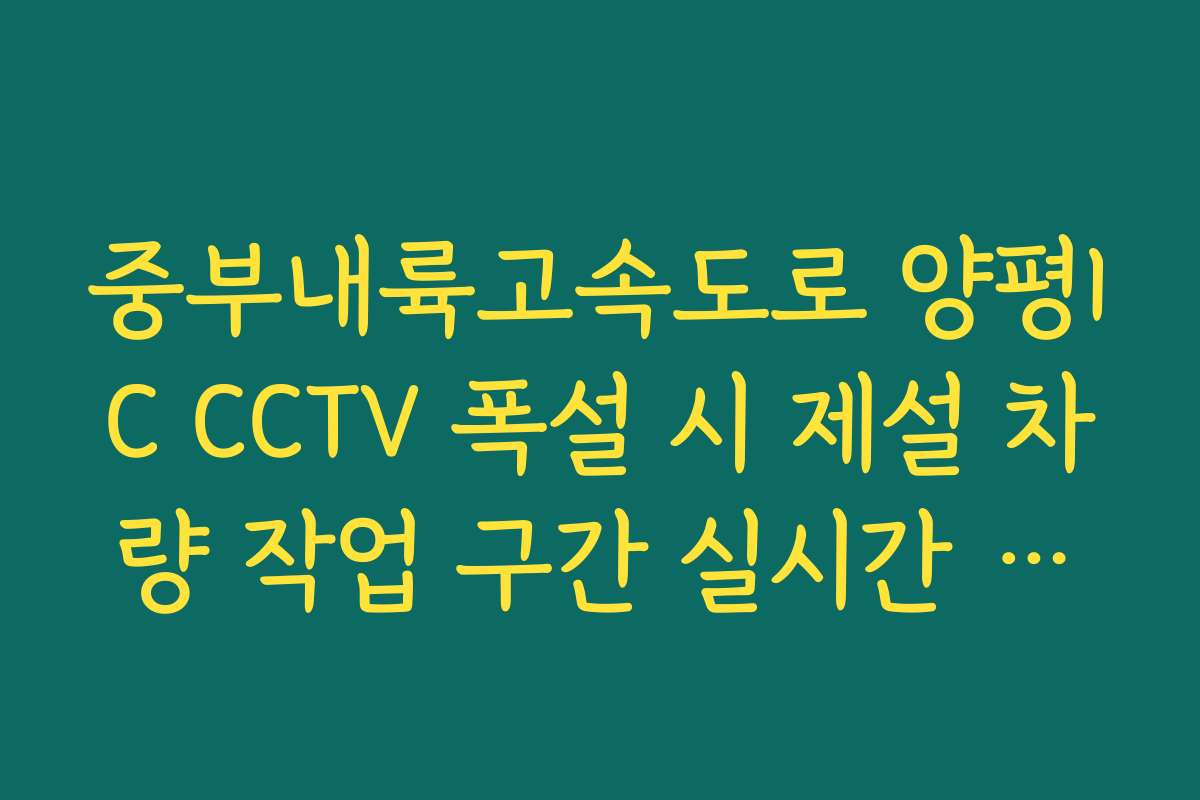 중부내륙고속도로 양평IC CCTV 폭설 시 제설 차량 작업 구간 실시간 체크