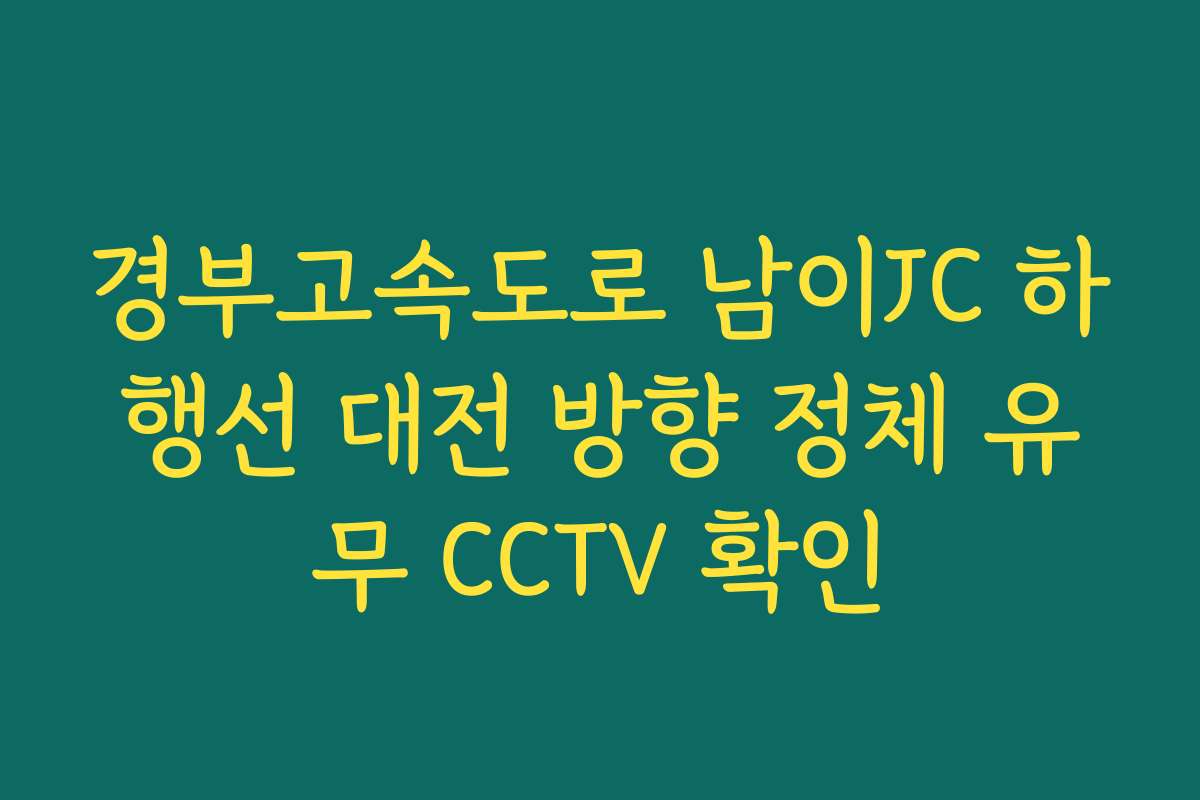 경부고속도로 남이JC 하행선 대전 방향 정체 유무 CCTV 확인