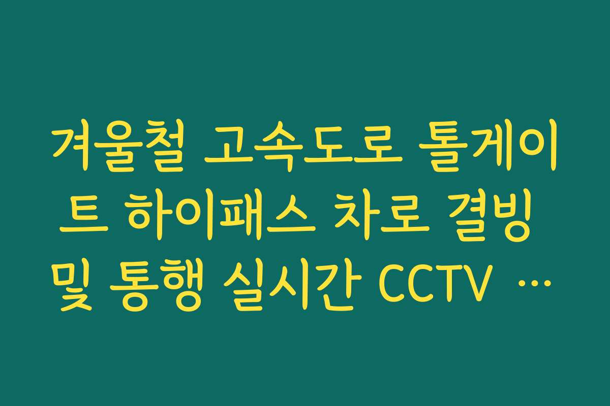 겨울철 고속도로 톨게이트 하이패스 차로 결빙 및 통행 실시간 CCTV 확인