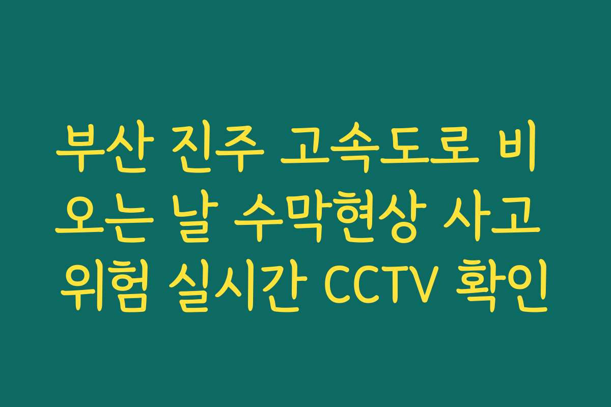 부산 진주 고속도로 비 오는 날 수막현상 사고 위험 실시간 CCTV 확인
