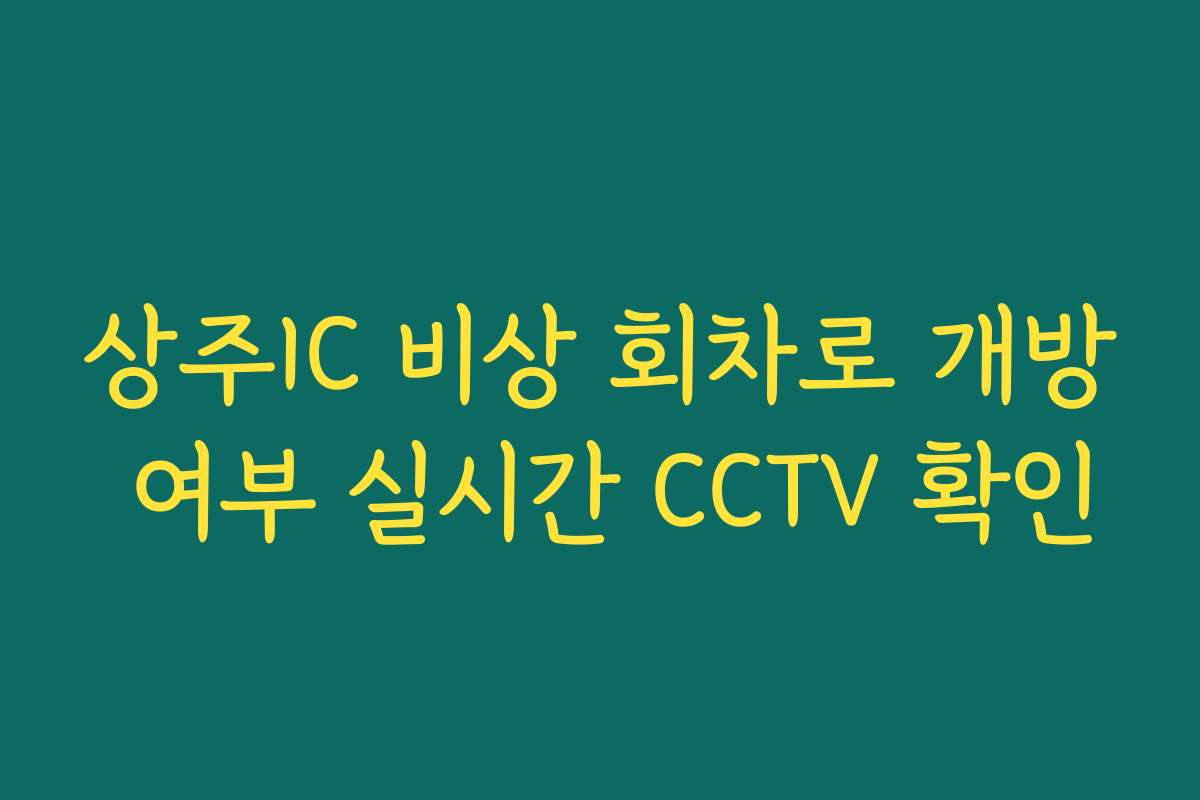 상주IC 비상 회차로 개방 여부 실시간 CCTV 확인