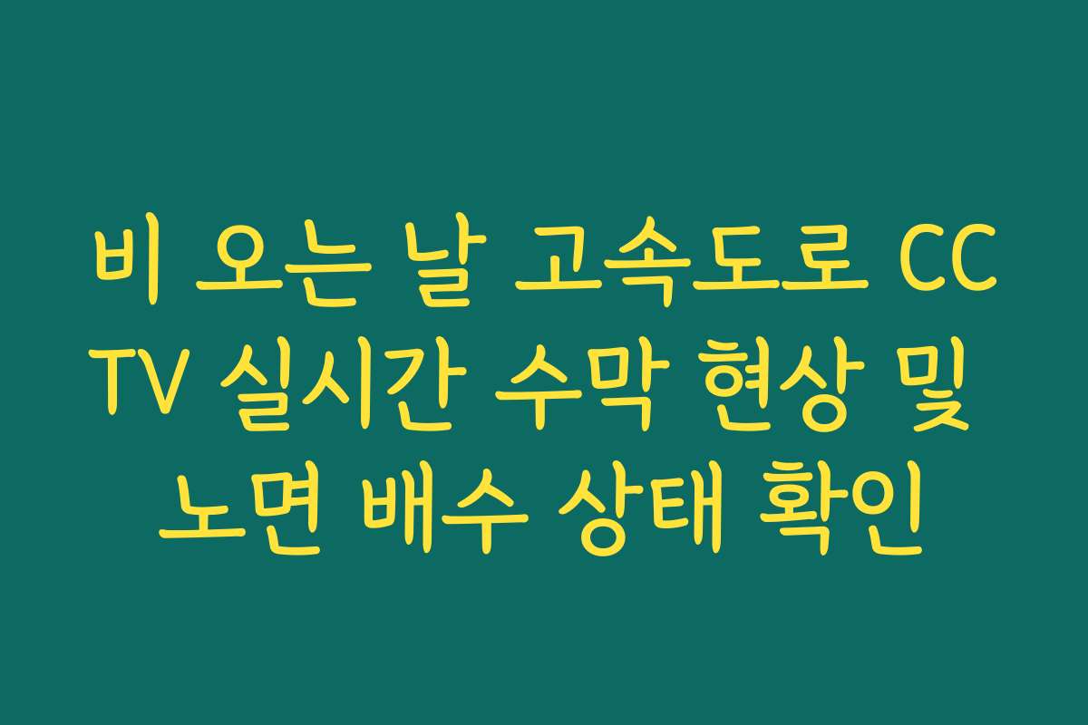 비 오는 날 고속도로 CCTV 실시간 수막 현상 및 노면 배수 상태 확인