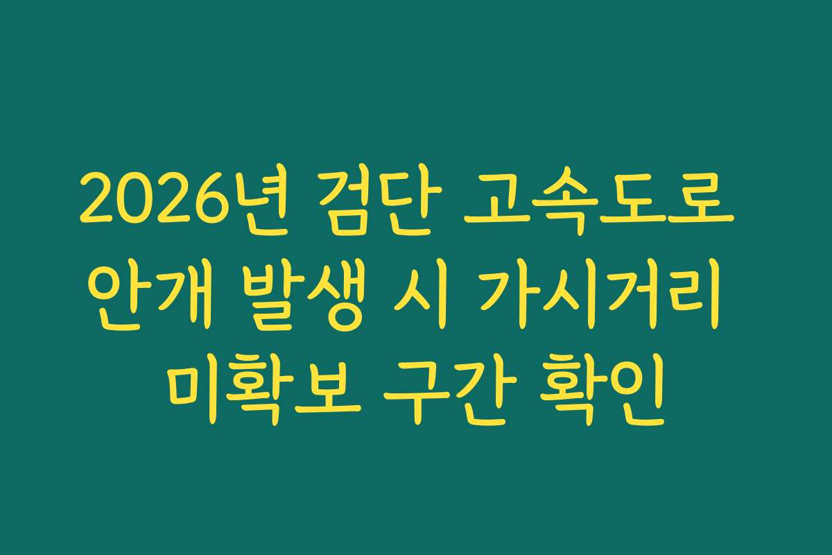 2026년 검단 고속도로 안개 발생 시 가시거리 미확보 구간 확인