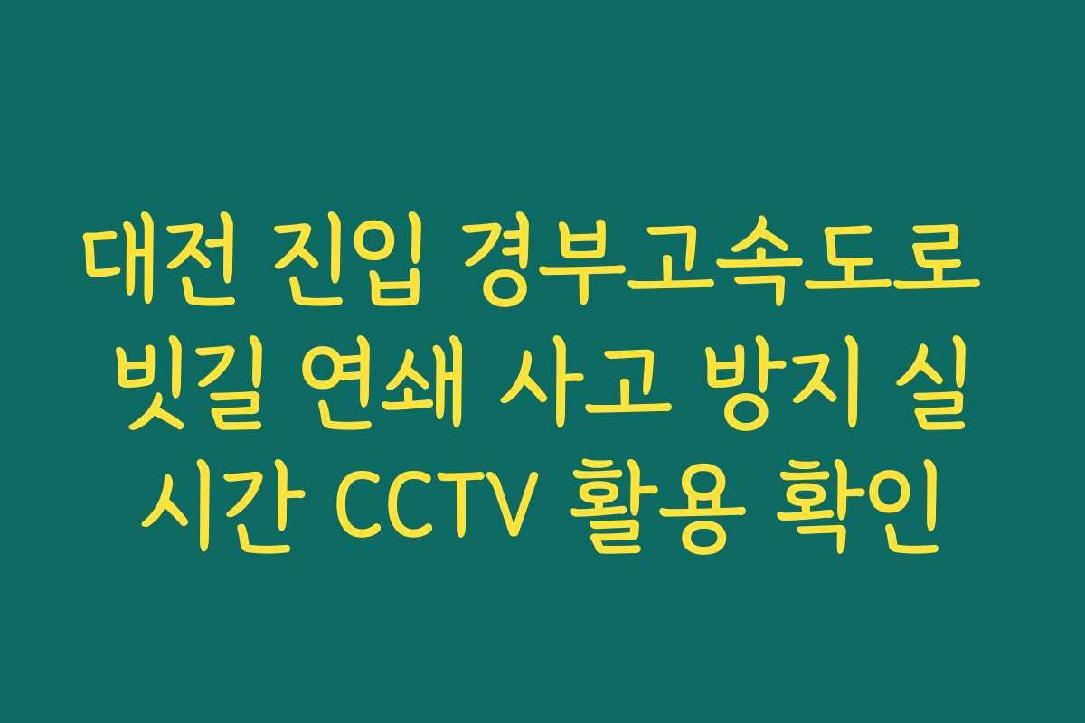 대전 진입 경부고속도로 빗길 연쇄 사고 방지 실시간 CCTV 활용 확인