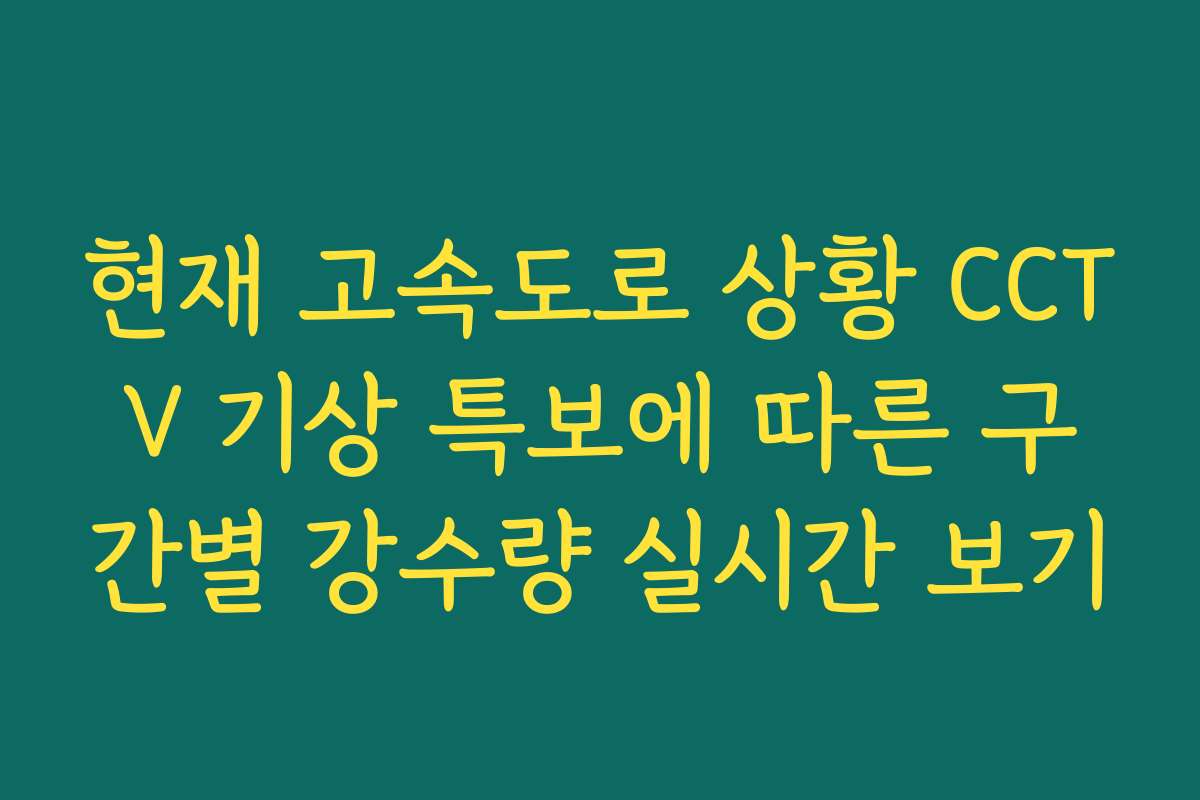현재 고속도로 상황 CCTV 기상 특보에 따른 구간별 강수량 실시간 보기