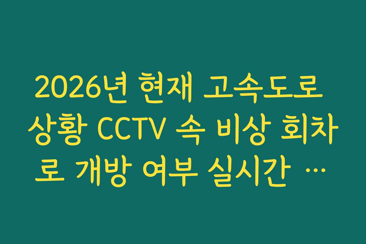 2026년 현재 고속도로 상황 CCTV 속 비상 회차로 개방 여부 실시간 확인