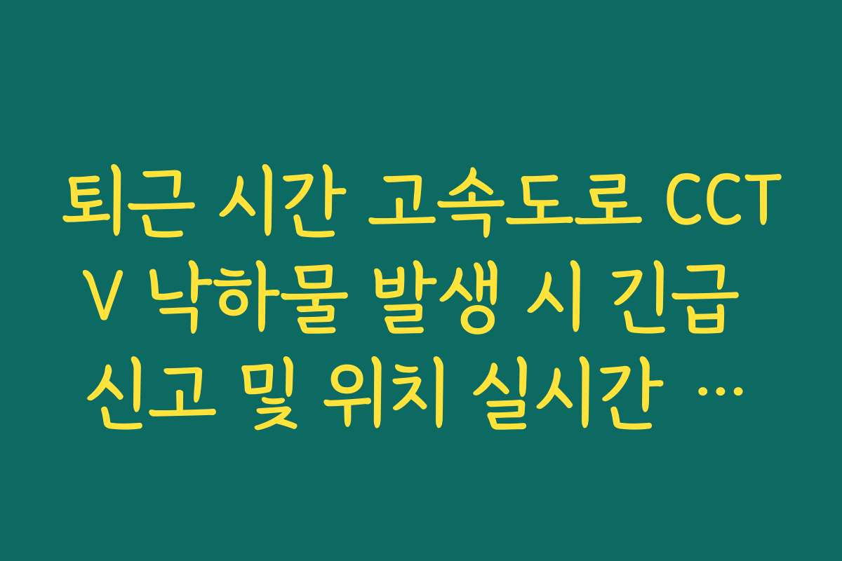 퇴근 시간 고속도로 CCTV 낙하물 발생 시 긴급 신고 및 위치 실시간 파악법
