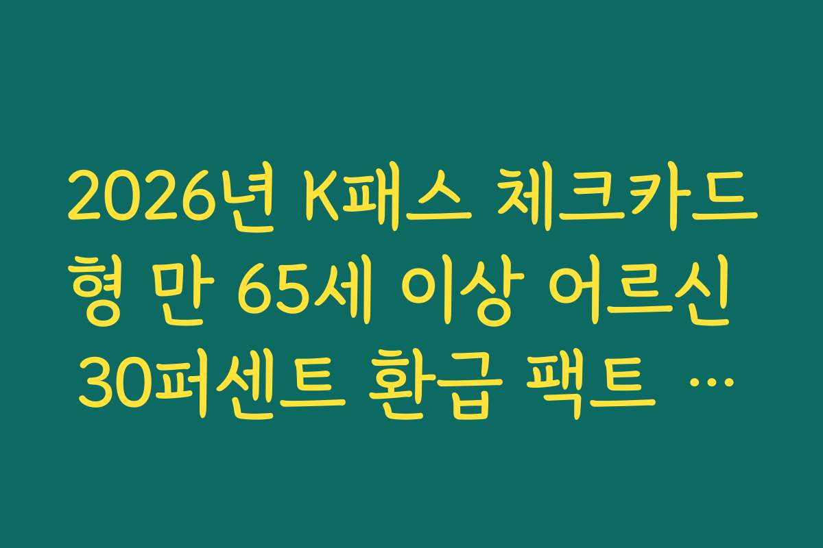 2026년 K패스 체크카드형 만 65세 이상 어르신 30퍼센트 환급 팩트 가이드