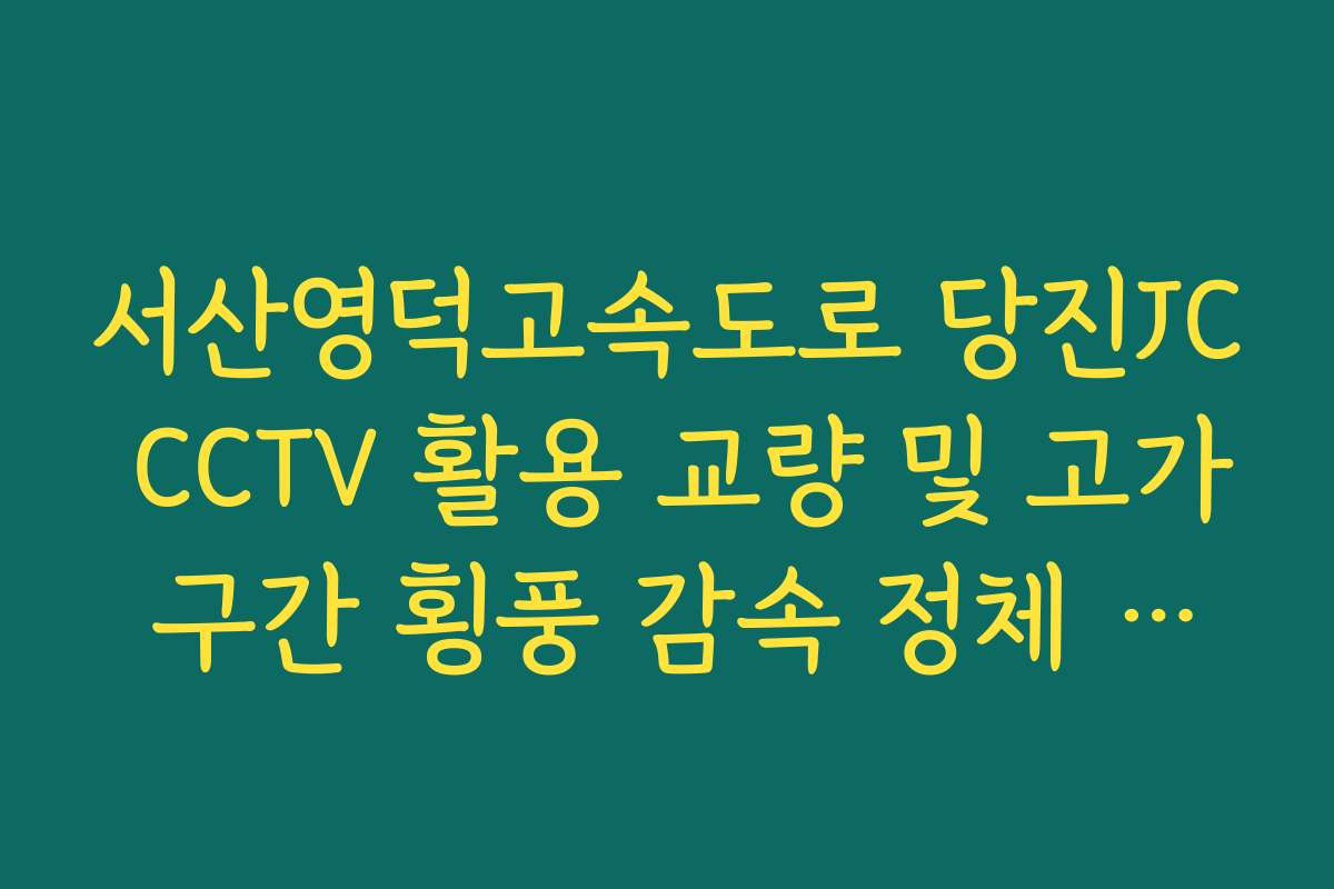 서산영덕고속도로 당진JC CCTV 활용 교량 및 고가 구간 횡풍 감속 정체 실시간 확인 방법 가이드