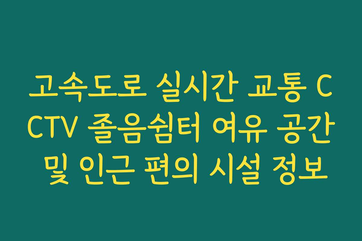 고속도로 실시간 교통 CCTV 졸음쉼터 여유 공간 및 인근 편의 시설 정보