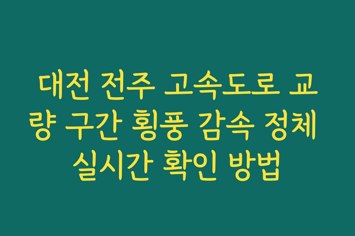 대전 전주 고속도로 교량 구간 횡풍 감속 정체 실시간 확인 방법