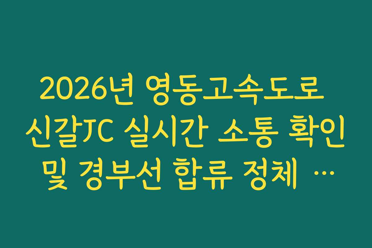 2026년 영동고속도로 신갈JC 실시간 소통 확인 및 경부선 합류 정체 회피 방법