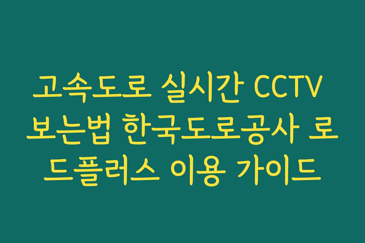 고속도로 실시간 CCTV 보는법 한국도로공사 로드플러스 이용 가이드