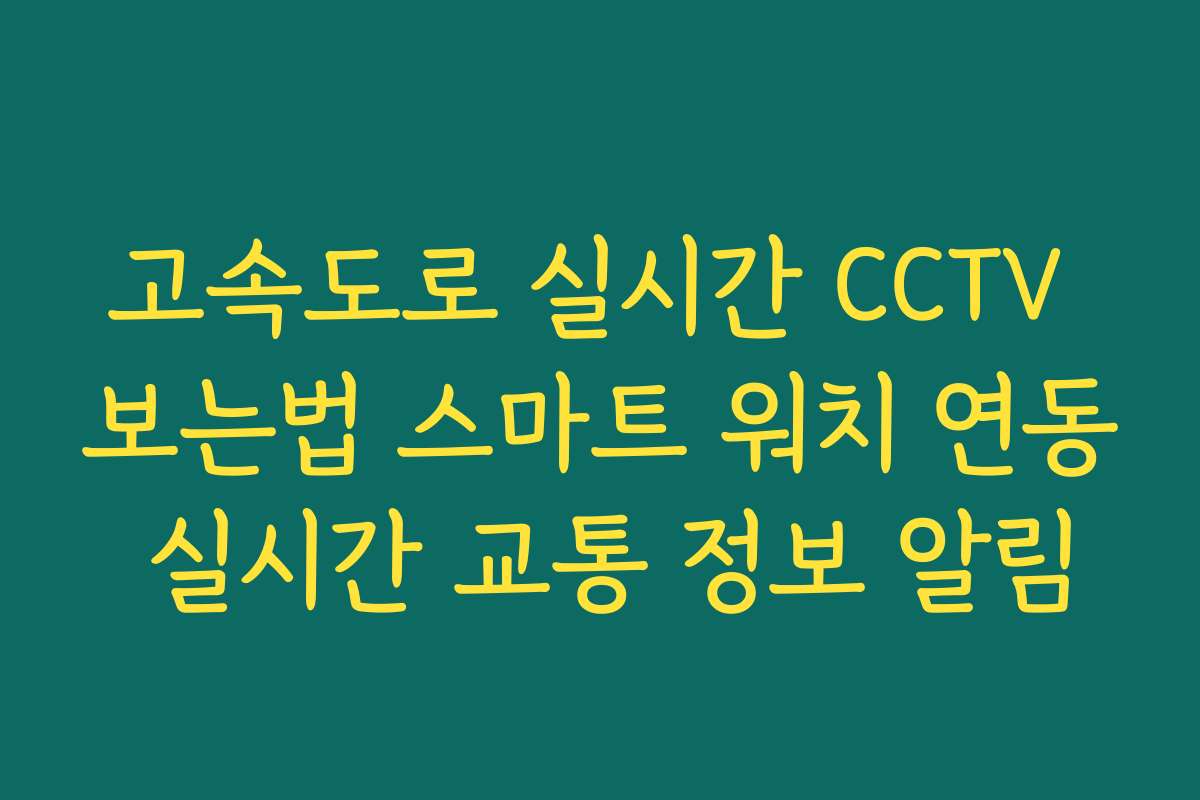 고속도로 실시간 CCTV 보는법 스마트 워치 연동 실시간 교통 정보 알림