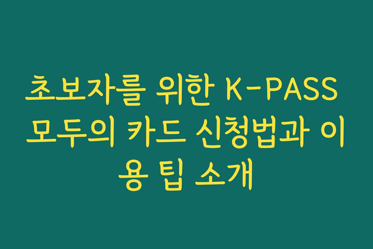 초보자를 위한 K-PASS 모두의 카드 신청법과 이용 팁 소개
