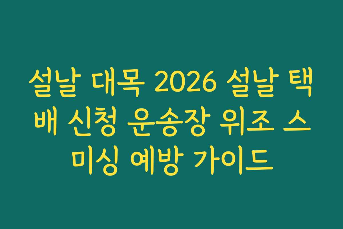설날 대목 2026 설날 택배 신청 운송장 위조 스미싱 예방 가이드